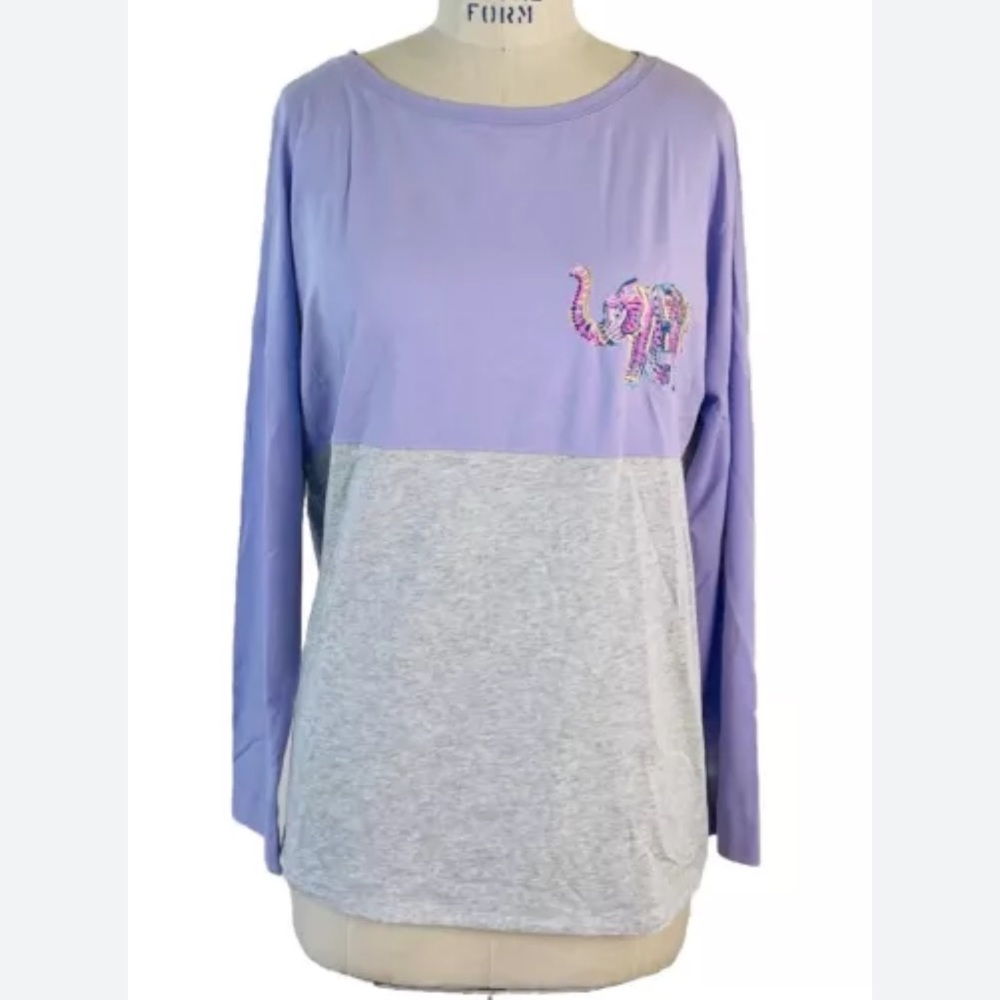 Lilly Pulitizer Shirt Womens Medium Elephant Spellout Logo  Top